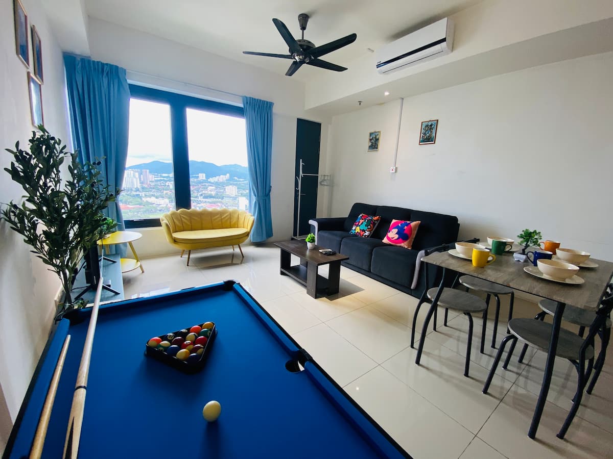 Living room with snooker table