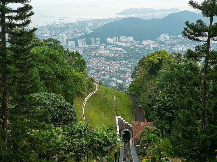 View from Penang Hill over the funicular line